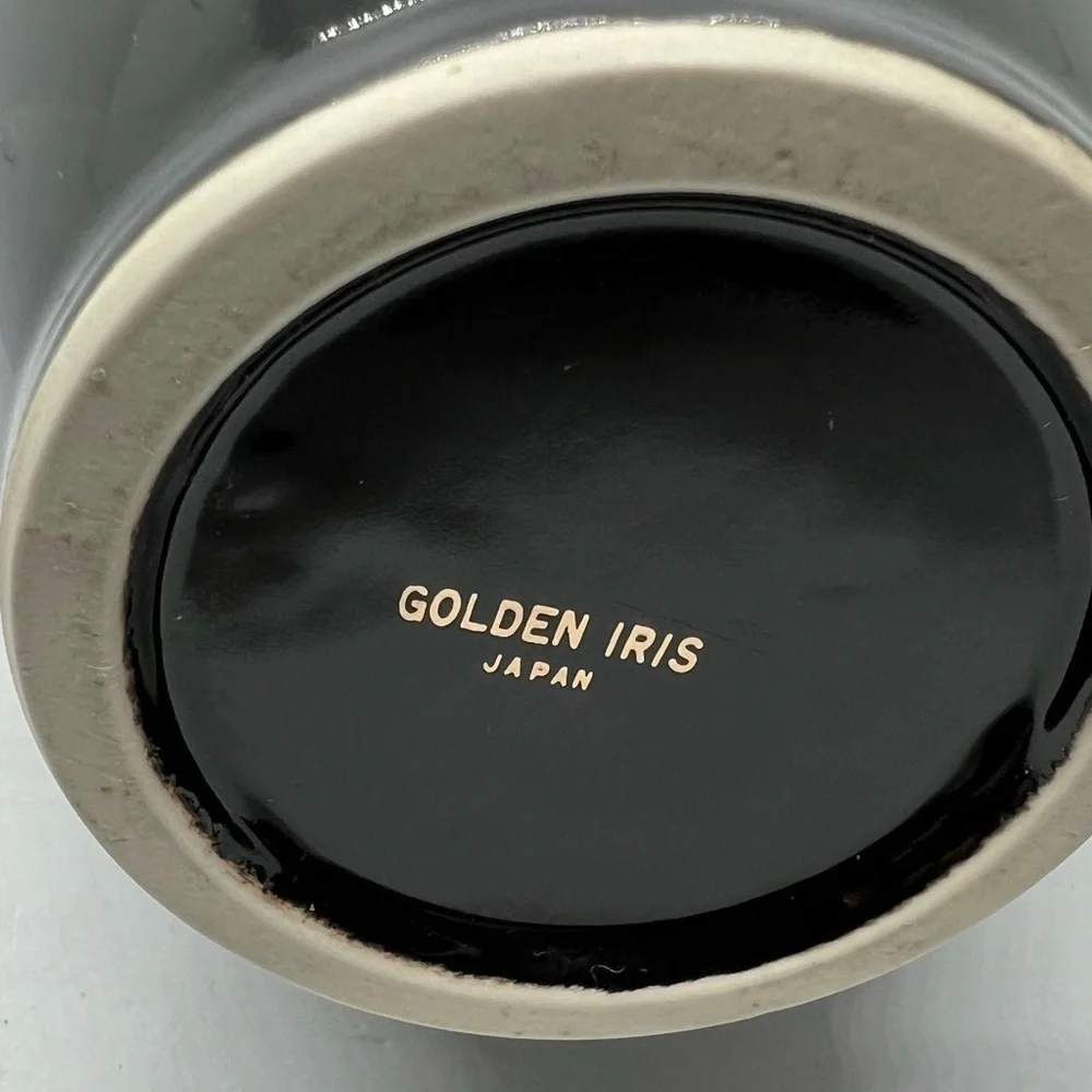 Vintage Japanese Black Golden Iris Vase Japan 11” Tall